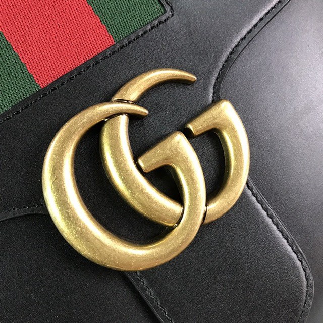 Gucci女包 476470 古馳原單女包 新款GG虎頭拼色條紋手提單肩包  gqy1207